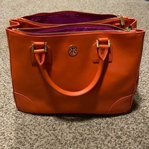 Tory Burch Orange Tote Bag with Elegant Design
